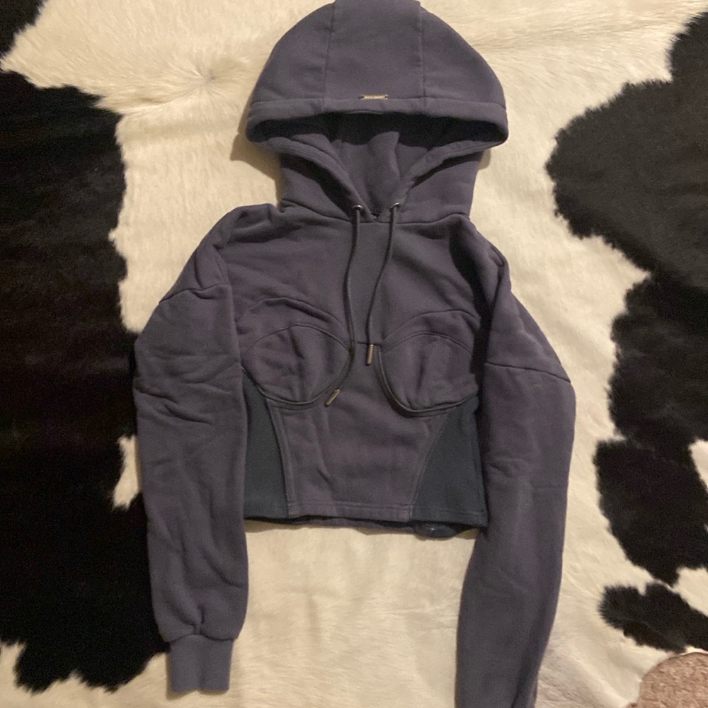 Maniere De Voir crop top hoodie